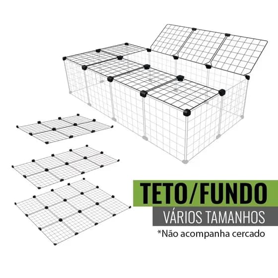 Teto ou Fundo para Cercado Pet Porquinho da Índia Coelho Vários Tamanhos Telas e Conectivos