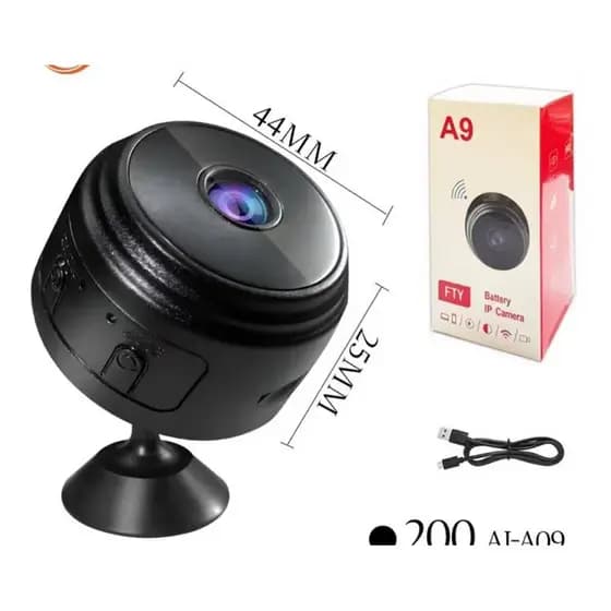 Câmera A9 Mini HD com Sensor de Presença Wi-Fi e Suporte para Encaixe Fixa + Giratória