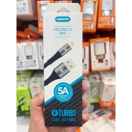 Cabo KIMASTER Carregador Dados 1 metro Turbo 5A Para iPhone Type-C Micro-Usb Reforçado