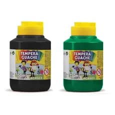 Kit 2 Potes Tinta TEMPERA GUACHE Acrilex  - 250ml - PRETO e VERDE - 02025520/ 02025511