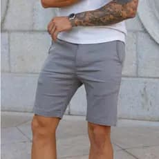 Bermuda Chino Alfaiataria Masculina Básica Bermuda Casual Social Alfaiataria Cinza Skinny Masculina