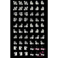 60 adesivos de unha 3D branco flores brancas flor branca margarida PRÉ PRONTO (1 cartela com 60 unidades) - modelo 28-2