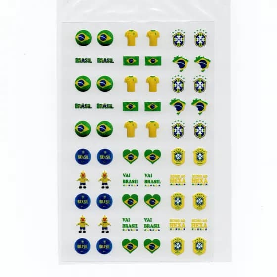 60 adesivos de unha 3D Brasil PRÉ PRONTO - modelo 545-4 copa do mundo futebol hexa