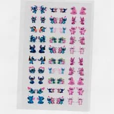60 adesivos de unha 3D lilo e stitch PRÉ PRONTO - modelo 553-4 azul e rosa
