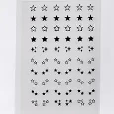 60 adesivos de unha 3D PRÉ PRONTO estrelas pretas - modelo 594-4