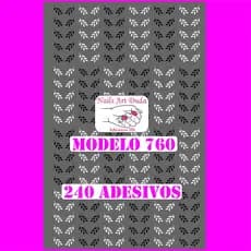 240 adesivos de unha 3D PRÉ PRONTO Galhos pretos e brancos - modelo 760
