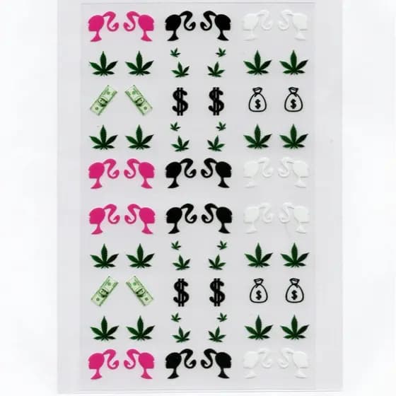 60 adesivos de unha 3D barbie da quebrada PRÉ PRONTO - modelo 357-2 planta