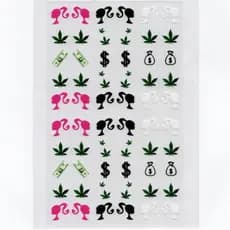 60 adesivos de unha 3D barbie da quebrada PRÉ PRONTO - modelo 357-2 planta
