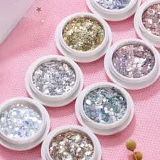 Kit com 6 Lantejoulas Glitter Pedraria Para Decoração De Unhas