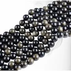 Fio de Pedra Obsidiana Gold 8mm – Aproximadamente 46 Pedras • Energia, Proteção e Elegância