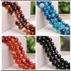 Fio de Pedra Natural Ágata – Diversas Cores e Modelos– 8mm (Aprox. 45 pedrinhas)