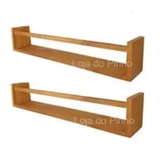 Kit 2 Prateleiras de Pinus Decorativa Organizadora 60x10cm 100% Madeira Com Suportes Invisíveis