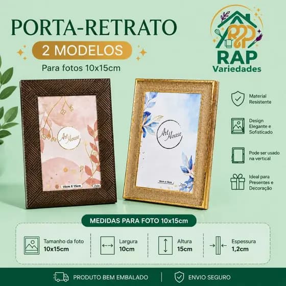 PORTA RETRATO DECORATIVO 10X15 LUXO ART HOUSE ,HOME SALA, QUARTO, RACK