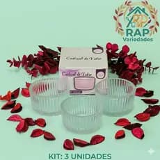 Kit 3 Mini Castiçais Redondo Porta Vela De Vidro Resistente