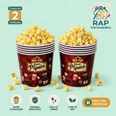 Balde de Pipoca 1,4L  Médio Zein | Estampas Divertidas | Cinema em Casa | Prático e Resistente
