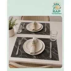 Kit 4 Descanso de Prato.  Marca: Art House Modelo: Cinza Mesclado Material: PVC  Tamanho: 18cm