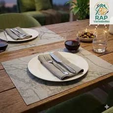 Kit 4 Descanso de Prato.  Marca: Art House Modelo: Cinza Mesclado Material: PVC  Tamanho: 18cm