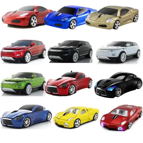 Bonito Ergonômico Sem Fio Mouse Carro 3D 1600DPI Mini Gamer Ratos USB Óptico Computador Jogos Mause Para Portátil Crianç