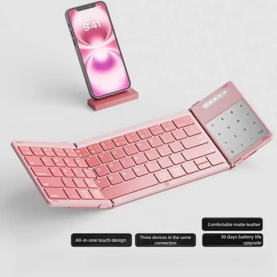 Teclado Sem Fio Portátil Dobrável Multi-Dispositivo Bluetooth Touchpad Universal Para Tablet Notebook Telefone Móvel