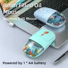 Rato Sem Fio 2.4Ghz Ratos Ergonômicos Com Bonecas Flutuantes Bonito Oceano Aquário Silencioso Clique Ópticos Para Comput
