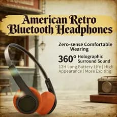 Fone De Ouvido Sem Fio Bluetooth Estilo Retro Leve Portátil Alta Fidelidade Baixa Latência Fones Montados Na Cabeça Para