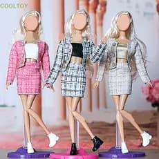 COOLTOY 1Set 30cm Fashion Doll Clothes Moda Fato De Três Peças 1 : 6 Dress Up Novo