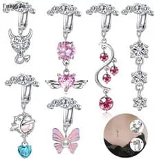 Fengjue 1 Pçs Falso Umbigo Anel Amor Pingente Barriga Piercing Clipe Em Umbilical Não Pircing Brinco BR