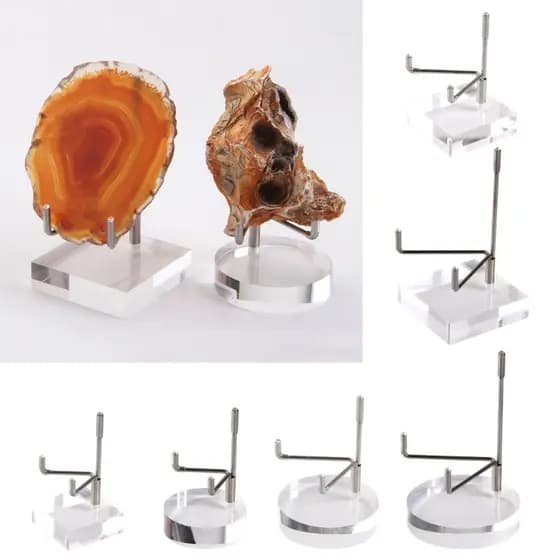 UKI Pequena Prateleira Acrílica Suporte De Metal Para Expositor De Pedra Mineral De Cristal