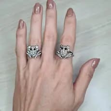 Anel Sapo Sapinho Da Sorte Prateado Com Diamante - Nº17 à 20 - Joia Bijuteria
