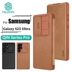 Nillkin QIN Pro Capa De Telefone De Couro Para Samsung Galaxy S25 Ultra Caso Câmera Slider Liso Proteção À Prova De Choq