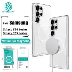 Nillkin Capa Magnética Para Samsung Galaxy S26 Ultra S25/S24 Plus Transparente Airbag À Prova De Choque Traseira