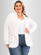 Blazer Feminino Alfaiataria Longo Sobretudo Social Plus Size Moda Luxo Look Elegante