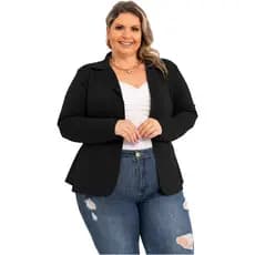 Blazer Neoprene Plus Size Feminino Casaquinho Terninho Moda Liso