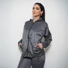 Casaco Feminino Corta Vento Flanelado Dry Fit Ziper Capuz