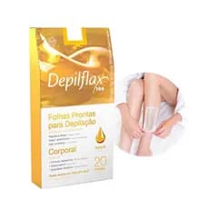 Folhas Depilatórias Prontas para Depilação Corporal Pernas Depilflax Natural 20 Unidades