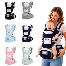 Bolsa Canguru Ergonômico Bebê Mãe Premium | 12 posições | 3 em 1 | Bolsos Frontais e Laterais | Proteção e Segurança