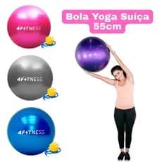 Bola Yoga Suíça 55cm Pilates Abdominal Gym Ball Anti Estouro C/ Bomba Fitness | ENVIO RÁPIDO