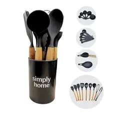 Kit 15 Utensílios de Cozinha Brinquedo Silicone e Madeira Infantil Completo Preto