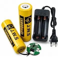 Carregador + 2 Bateria 18650 15800Mah 4.2V Com Chip JWS - Para Lanternas tática