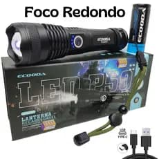Lanterna Tática Led P 50 Mais Forte Do Mundo Potente Sitio Fazenda USB C Ecooda EC6201