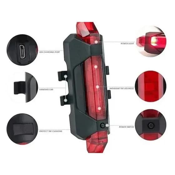 pisca Red Vermelho Lanternas Farol Sinalizador Led Usb Bike JY-918