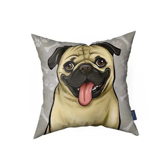 Capa de Almofada Estampada Pug