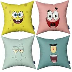 Kit De 4 Capas De Almofada Estampada 40x40 Bob Esponja