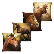Kit de 4 Capas De Almofada 40x40 Cavalos
