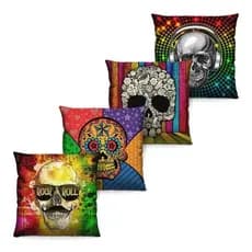 Kit de 4 Capas De Almofada 40x40 Caveira