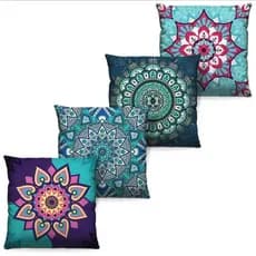 Kit de 4 Capas De Almofada 40x40 Mandala Azul