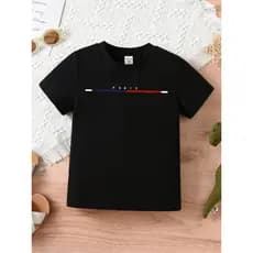 Camiseta Infantil Casual camisa PARIS simples 100% algodão