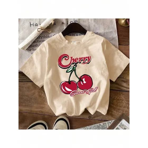Camiseta infantil Menina Cherry Ceveja Blusa criança estampada 100% algodão