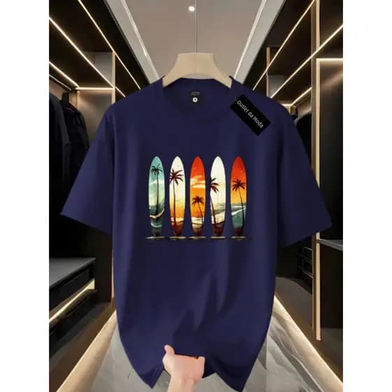 Camiseta masculina Estampada Pranchas para surf 100% algodão super confortável moda verão