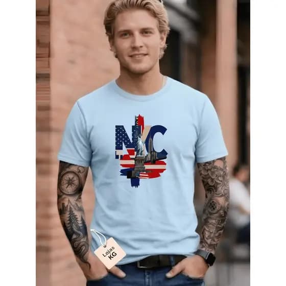 Camiseta Masculina NYC York Cristo Camisa 100% algodão malha macia 26.1